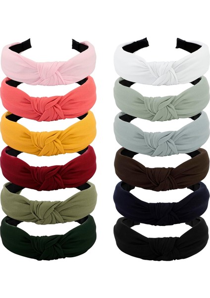 Hairbands 12 Pack Colorful Headbands Women Non-Slip Wide Girls Headbands Cute Bohemian Natural Knotted Headband Hair Accessories Women Fashion (Yurt Dışından) fiyatları