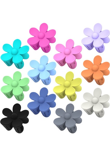 Flower Hair Clips 12PCS Hair Clips Cute Claw Clips Women Girls Matte Jaw Clips For Thick/medium Hair Big Daisy Hair Clips For Thin Hair Fashion (Yurt Dışından)