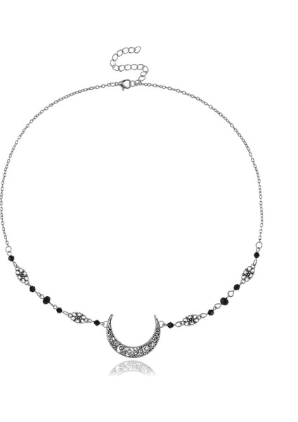 Bohemian Crescent Head Chain Vintage Black, Headband Chain Water, Headdress Witch Forehead Chain (Yurt Dışından)