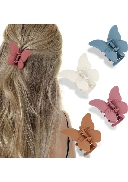 Butterfly Hair Clips Butterfly Clips Girls Hair Clips 2.6 Inch 4 Pieces Claw Clips Matte Hair Clips Butterfly Accessories Hair Clips For Thin And Medium Hair (Yurt Dışından) fiyatları