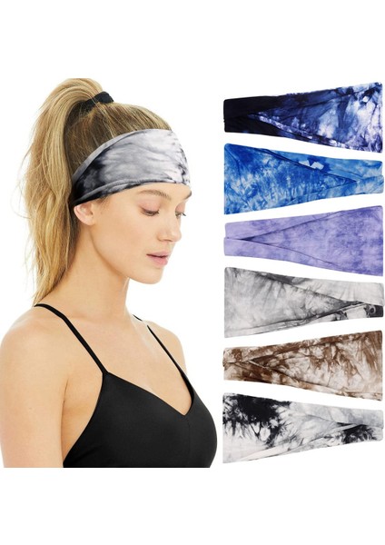 Women's Elastic Headband Lady Hair Non-Slip Wide Thick Headband Fashion Soft Fabric Women's Headband Short Hair Accessories 6 Pack (Yurt Dışından)