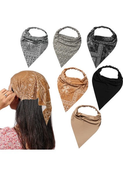 Pack Women's Headband Elastic Hair Scarf Large Triangle Headband Turban With Clip Non-Slip Solid Color Hairband Hair Accessories Suitable For Teenage Girls (Yurt Dışından)