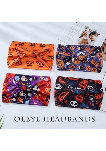 Women's Wide Knotted Headband Turban Elastic Pumpkin Hairband Exercise Turban Yoga Turban Ghost Cosplay Halloween Hair Accessories 4 Pieces Set (Yurt Dışından) fiyatları