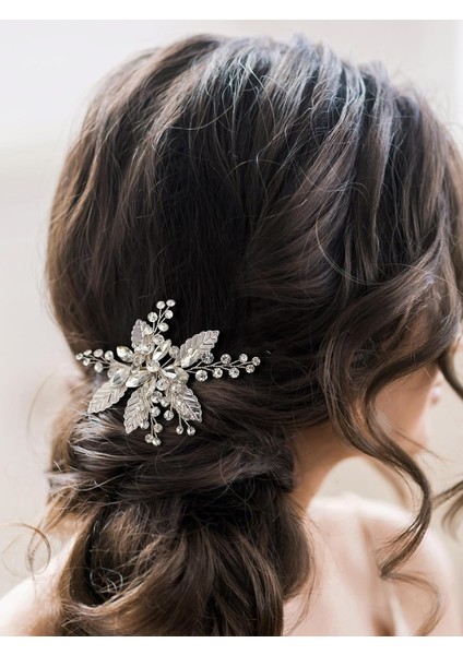 Bridal Silver Wedding Hair Comb Hair Accessories Bridal Hair Clips For Women And Girls (Yurt Dışından)