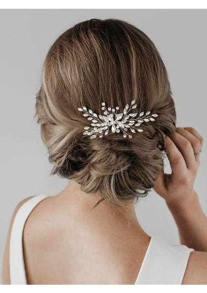Bridal Silver Wedding Hair Comb Hair Accessories Bridal Hair Clips For Women And Girls (Yurt Dışından) fiyatları