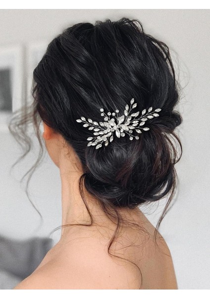 Bridal Silver Wedding Hair Comb Hair Accessories Bridal Hair Clips For Women And Girls (Yurt Dışından) fırsatları