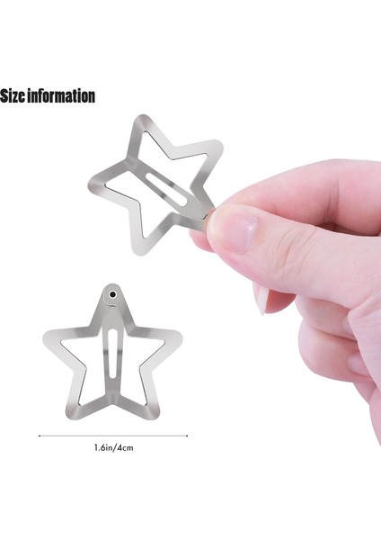 Hair Clip Snap Clip Hair Clip Non-Slip Star Hair Accessories Silver Metal Hair Clips For Girls Women - 15 Pieces 4 cm (Yurt Dışından) fiyatları