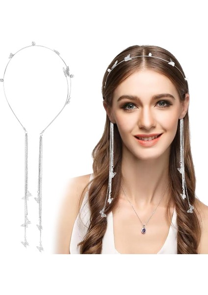 Flower Headband Women Girls Hair Vine Gold Leaf Bohemian Headband Wedding Fairy Accessories Tiara Bridal Crown (Floral) (Yurt Dışından)