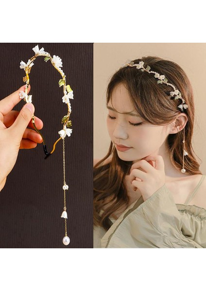 Flower Headband Women Girls Hair Vine Gold Leaf Bohemian Headband Wedding Fairy Accessories Tiara Bridal Crown (Floral) (Yurt Dışından) fiyatları