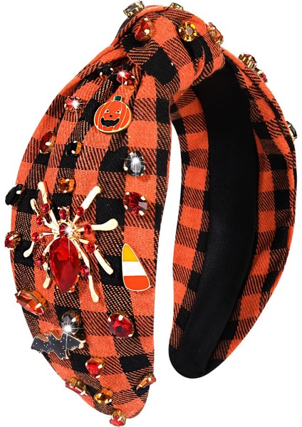 Halloween Headband Women's Ghost Pumpkin Spider Ghost Head Knotted Headband Decoration Wide Top Knot Headband Halloween Hair Accessories Costume Party Gift (Yurt Dışından)