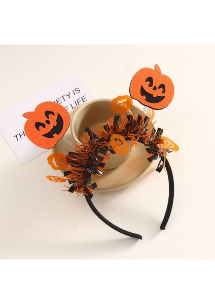 Cute Pumpkin Headband Orange Tassel Hair Accessories Elastic Non-Slip Headband Women Girls Halloween Party Headdress Decoration Supplies (Yurt Dışından)