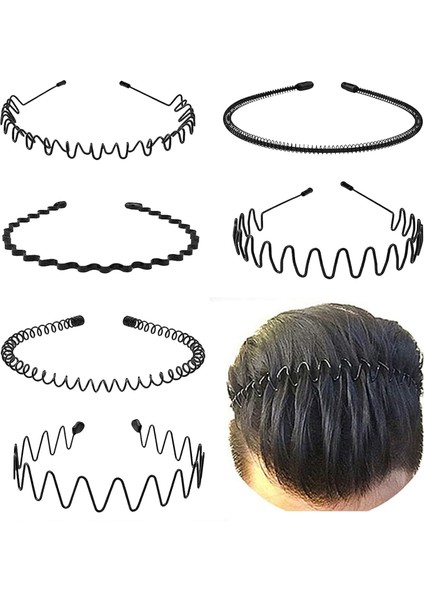 Metal Headband Fashion Women's Headband Unisex Wave Headband Outdoor Sports Headband Simple Elastic Non-Slip Hair Accessories (6 Pack) (Yurt Dışından) modelleri