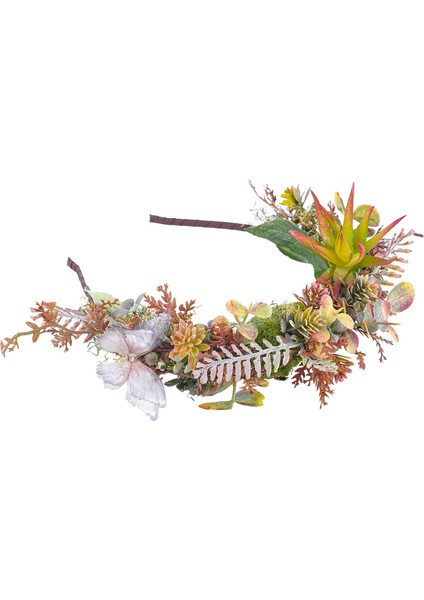 Floral Headband Red Flower Crown Headband Retro Rose Flower Headdress Hair Accessories Women Girls Halloween Carnival Wedding Role Play (Yurt Dışından)