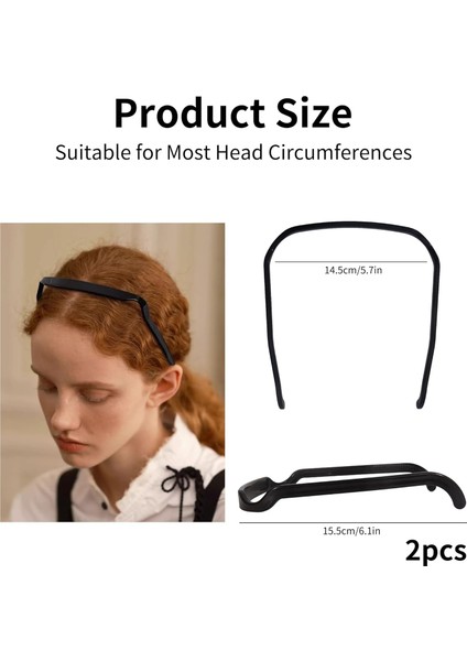 2pcs Square Invisible Hairband Curly Thick Headband Medium Thick Large Hairband Women Curly Hair Fixing Tools Women (Yurt Dışından) fırsatları