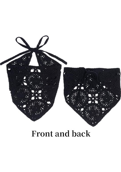 Crochet Turban Headband Headband Women Girls Knitted Floral Hair Accessories Hair Style Holiday Decoration (Black) (Yurt Dışından) fırsatları