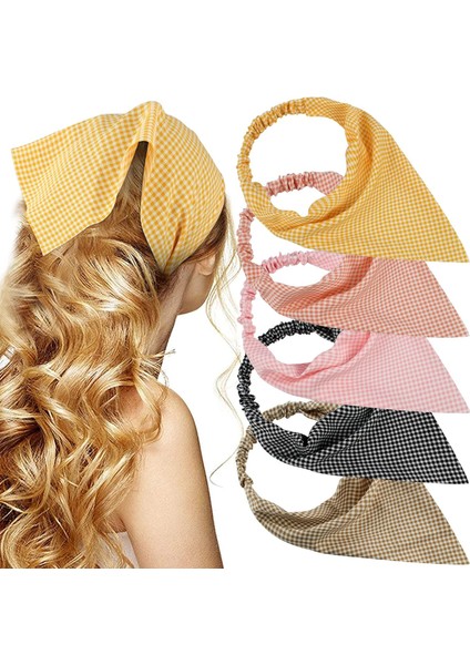 Floral Turban Headband 5 Pieces Hairband Chiffon Boho Headband Women Elastic Headband Women Girls Hair Accessories (Yurt Dışından)