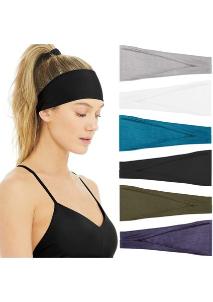 Women's Elastic Headband Lady Hair Non-Slip Wide Thick Headband Fashion Soft Fabric Women's Headband Short Hair Accessories 6 Pack (Yurt Dışından)