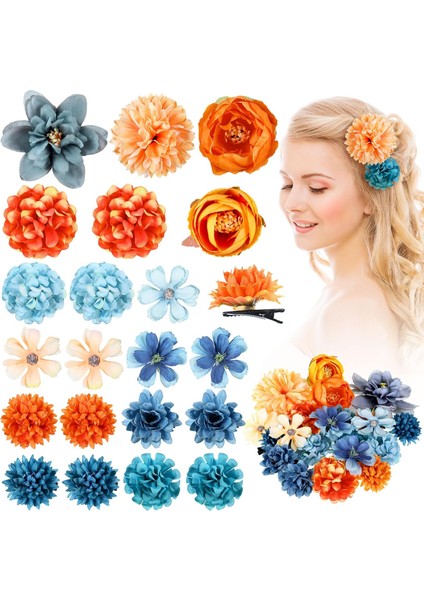 21PCS Flower Hairpins Rose Hairpins Women Hairpins Flower Hair Accessories Bohemian Bridal Claw Clips Hairpins Hairpins Girls Wedding Headdresses (Yurt Dışından)
