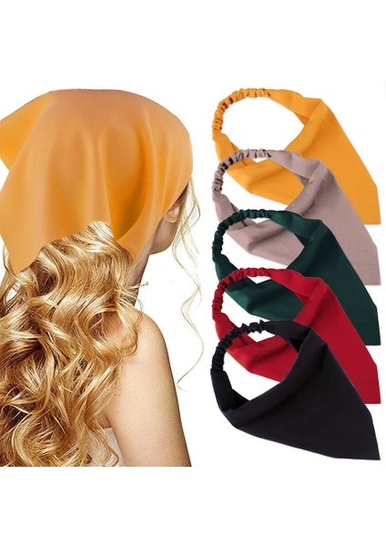 Floral Turban Headband 5 Pieces Hairband Chiffon Boho Headband Women Elastic Headband Women Girls Hair Accessories (Yurt Dışından)