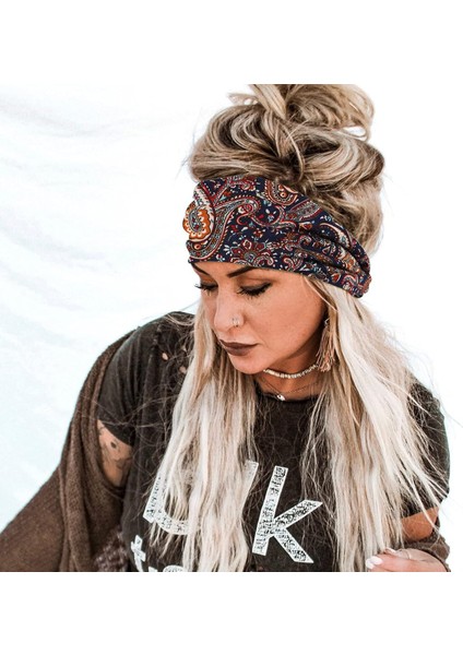 Women's Wide Headband Bohemian Bandeau Headband Exercise Headband Elastic Non-Slip Hairband 4 Pack (Fashion) (Yurt Dışından) modelleri