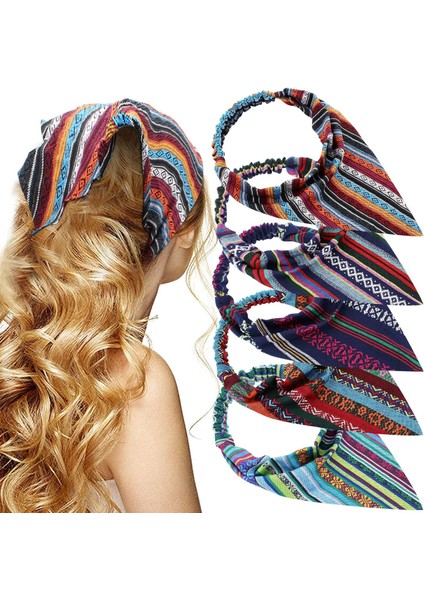 Floral Turban Headband 5 Pieces Hairband Chiffon Boho Headband Women Elastic Headband Women Girls Hair Accessories (Yurt Dışından)