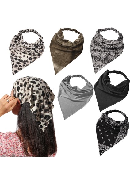 Pack Women's Headband Elastic Hair Scarf Large Triangle Headband Turban With Clip Non-Slip Solid Color Hairband Hair Accessories Suitable For Teenage Girls (Yurt Dışından)