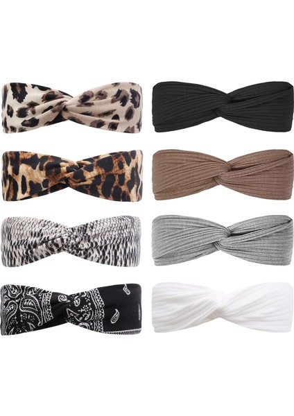 Women's Hair Hoop Twist Women's Headband Bohemian Elastic Hairband Non-Slip Girls Cross Headband Yoga Exercise Vintage Hair Accessories (Yurt Dışından)