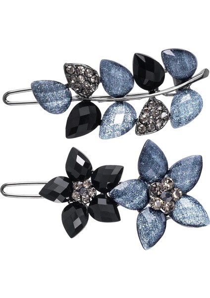 2.5 Inch Hair Clip Ink Blue Clip Flower Small Hair Clip Decoration Wedding Engagement Prom Hair Accessories Women Girls Bride (Yurt Dışından)