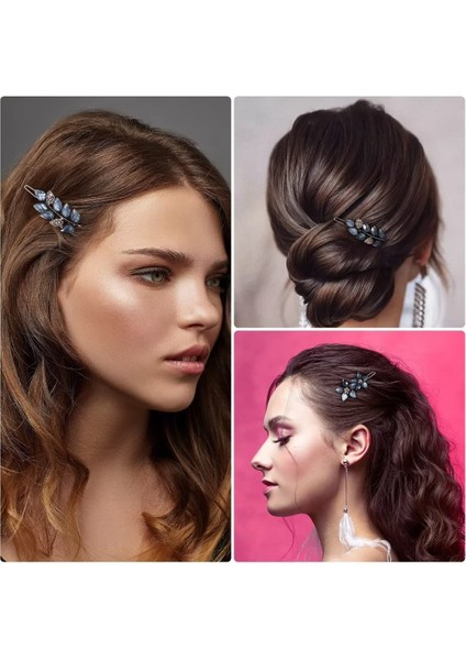 2.5 Inch Hair Clip Ink Blue Clip Flower Small Hair Clip Decoration Wedding Engagement Prom Hair Accessories Women Girls Bride (Yurt Dışından) modelleri