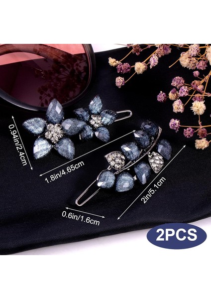 2.5 Inch Hair Clip Ink Blue Clip Flower Small Hair Clip Decoration Wedding Engagement Prom Hair Accessories Women Girls Bride (Yurt Dışından) fırsatları