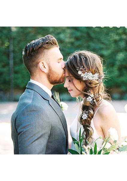 18PCS Bridal Wedding Party Prom White Flower Hair Side Comb U Shape Flower Hairpin + Twisted Spiral Hairpin Floral Headdress Bride Bridesmaids Ladies Girls (Yurt Dışından) fiyatları