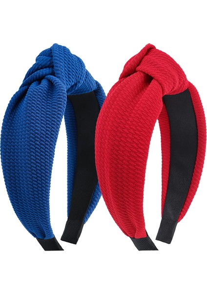 Women And Girls Knotted Headband Non-Slip Hairband Wide Bow Headband Fashion Waffle Headband Hair Accessories Black And White 3 Pcs (Yurt Dışından)