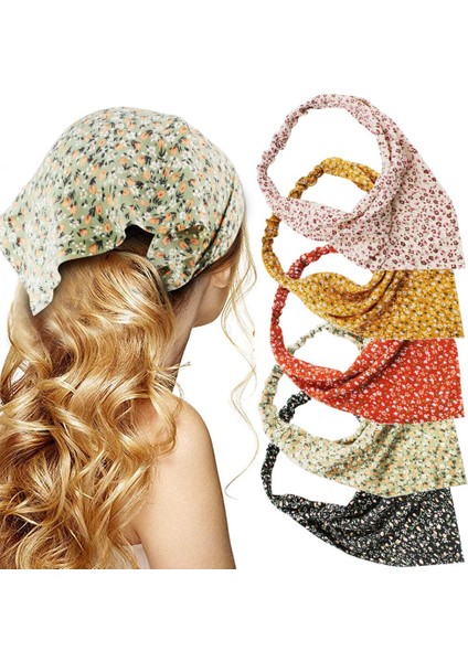 Floral Turban Headband 5 Pieces Hairband Chiffon Boho Headband Women Elastic Headband Women Girls Hair Accessories (Yurt Dışından) fiyatları