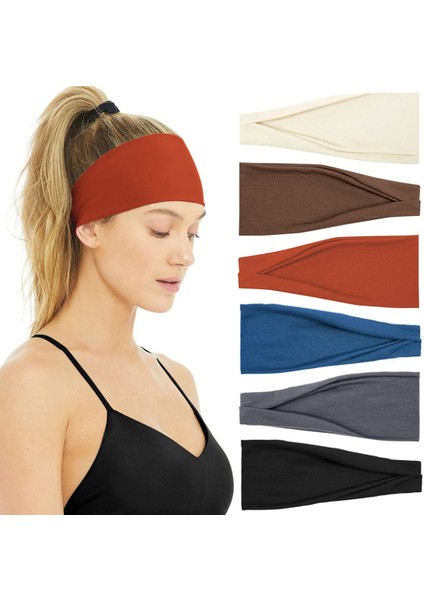 Women's Elastic Headband Lady Hair Non-Slip Wide Thick Headband Fashion Soft Fabric Women's Headband Short Hair Accessories 6 Pack (Yurt Dışından)