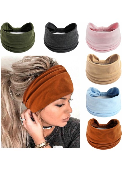 Women's Headband Non-Slip Wide Hairband Knotted Turban Elastic Fashion Headband Sweatproof Elastic Headband Fashion Wrap Headband Girls Hair Accessories 6-Pack (Yurt Dışından) fiyatları