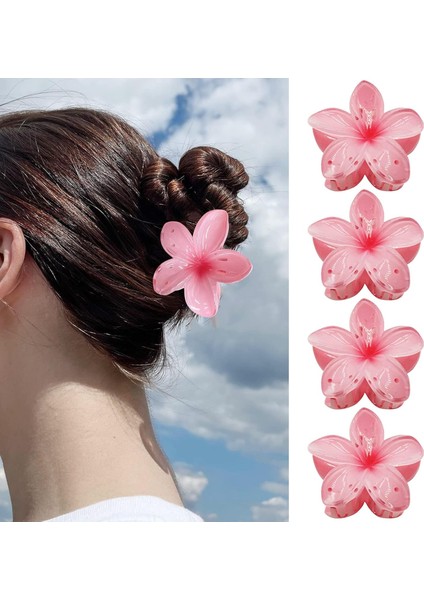 Flower Hair Clips - 4pcs Large Claw Clips For Thick/thin Hair Claws Strong Fixation Non-Slip Cute Hair Clips For Women Girls Hair Accessories Holiday Gifts (Yurt Dışından)