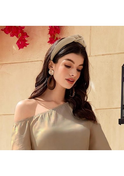 Women And Girls Knotted Headband Non-Slip Hairband Wide Bow Headband Fashion Waffle Headband Hair Accessories Black And White 3 Pcs (Yurt Dışından) modelleri