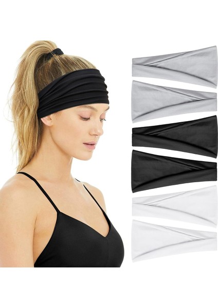 Women's Elastic Headband Lady Hair Non-Slip Wide Thick Headband Fashion Soft Fabric Women's Headband Short Hair Accessories 6 Pack (Yurt Dışından)