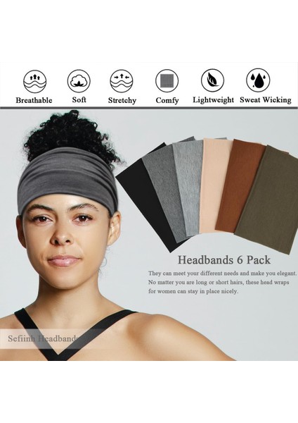 Women's Wide Headband Elastic Headband Bohemian Headband Women's Hairband Turban Workout Hairband Girls Accessories 6 Pack (Yurt Dışından) modelleri