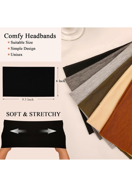 Women's Wide Headband Elastic Headband Bohemian Headband Women's Hairband Turban Workout Hairband Girls Accessories 6 Pack (Yurt Dışından) fırsatları