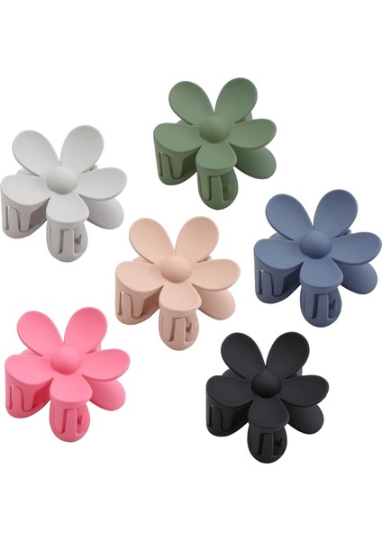 Matte Flower Hair Clips Big Claw Clips For Women's Thick Hair Big Cute Hair Clips Non-Slip Strong Fixation For Women's Thin Hair Ladies Girls Hair Accessories 6 Colors (Yurt Dışından)