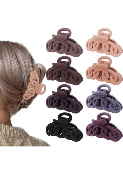 Thin Hair Hair Clips 8 Pieces Claw Clips For Thin Fine Hair Medium Hair Clips Women Hair Accessories Non-Slip French Design Hair Clips Banana Clips (Yurt Dışından)