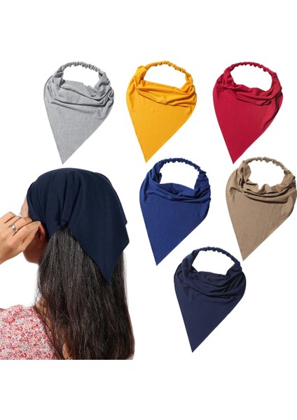 Pack Women's Headband Elastic Hair Scarf Large Triangle Headband Turban With Clip Non-Slip Solid Color Hairband Hair Accessories Suitable For Teenage Girls (Yurt Dışından)