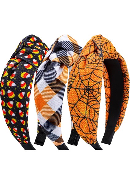 Women And Girls Knotted Headband Non-Slip Hairband Wide Bow Headband Fashion Waffle Headband Hair Accessories Black And White 3 Pcs (Yurt Dışından)