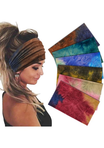 Womens Wide Headband Elastic Headband Bohemian Headband Womens Hairband Turban Workout Hairband Girls Accessories Black 6 Pack (Yurt Dışından)