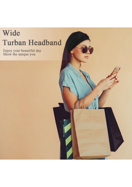 Womens Wide Headband Elastic Headband Bohemian Headband Womens Hairband Turban Workout Hairband Girls Accessories Black 6 Pack (Yurt Dışından) modelleri