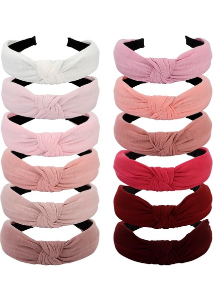 12PCS Women's Headbands Knotted Headbands Women's Wide Headband Bohemian Bandeau Knotted Turban Hairband Elastic Hair Accessories (Yurt Dışından)