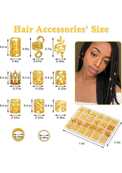 220 Pieces Gold Hair Accessories For Braids Loc Women Hair Accessories Metal Gold Braid Ring Cuff Clips For Long Hair Lock Accessories Braid Decoration (Yurt Dışından)