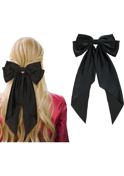 Women's Hairpins Tassel Ribbon Bow Long Tail Clip Girls Solid Color Accessories Hairpin Claw Bow (Yurt Dışından)
