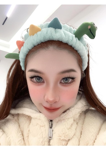 Fun Dinosaur Headband Cute Animal Cat Duck Frog Dinosaur Snail Kawaii Hairband For Face Washing Shower Sports Beauty Skin Care (Yurt Dışından) modelleri